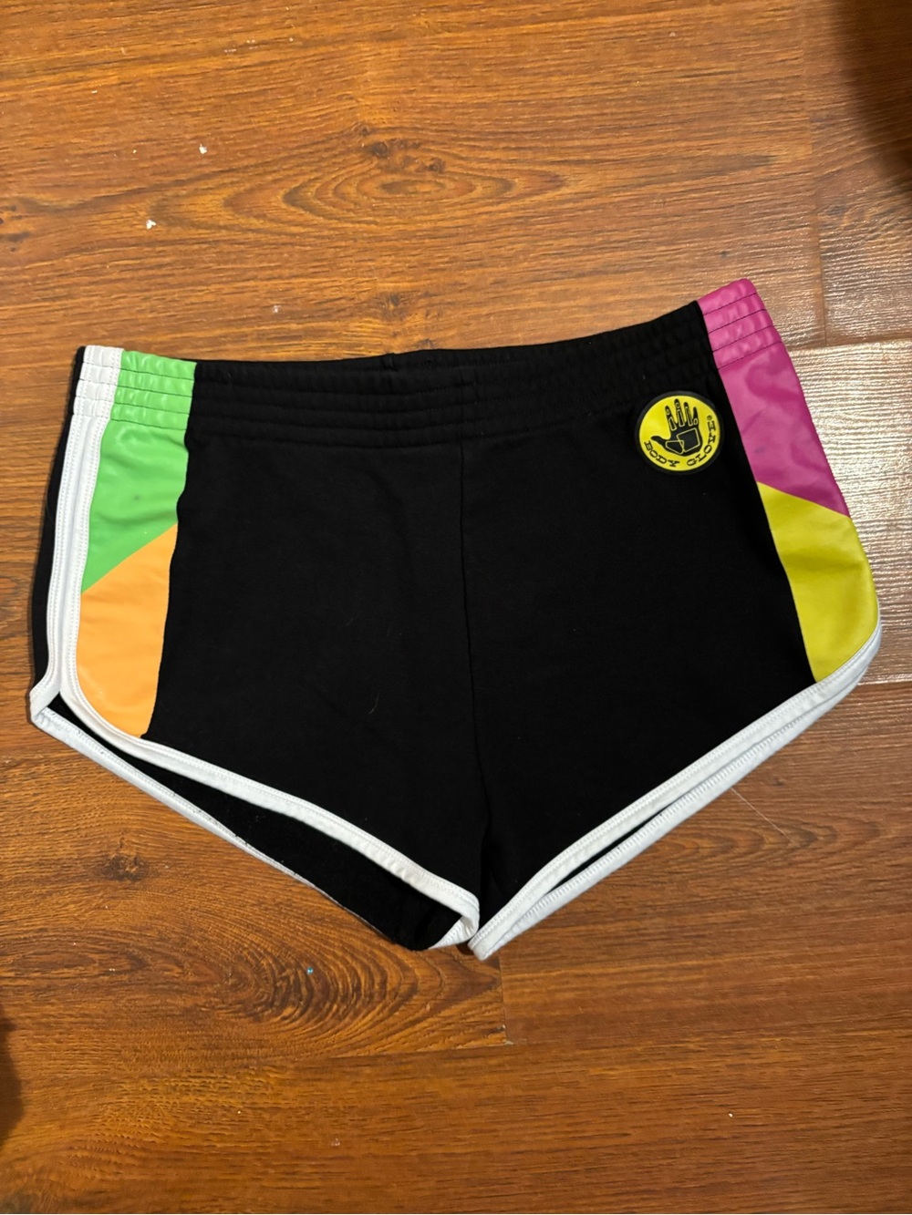 Body Glove Black Athletic Shorts with Pink, Yellow, Orange & Green Panels